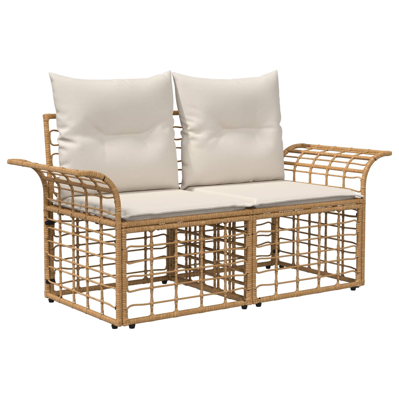 vidaXL Outdoor-Sofagarnitur 8 pcs Natürlich und Cremweiß Poly-Rattan