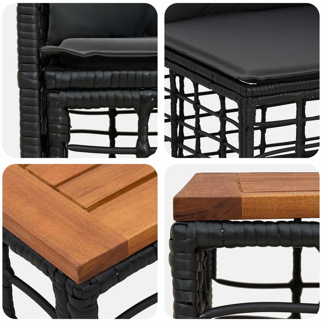 vidaXL Outdoor-Sofagarnitur 9 pcs Schwarz und Dunkelgrau Poly-Rattan