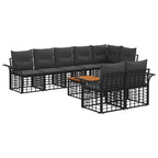 vidaXL Outdoor-Sofagarnitur 9 pcs Schwarz und Dunkelgrau Poly-Rattan