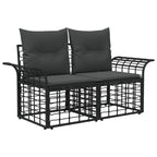 vidaXL Outdoor-Sofagarnitur 9 pcs Schwarz und Dunkelgrau Poly-Rattan
