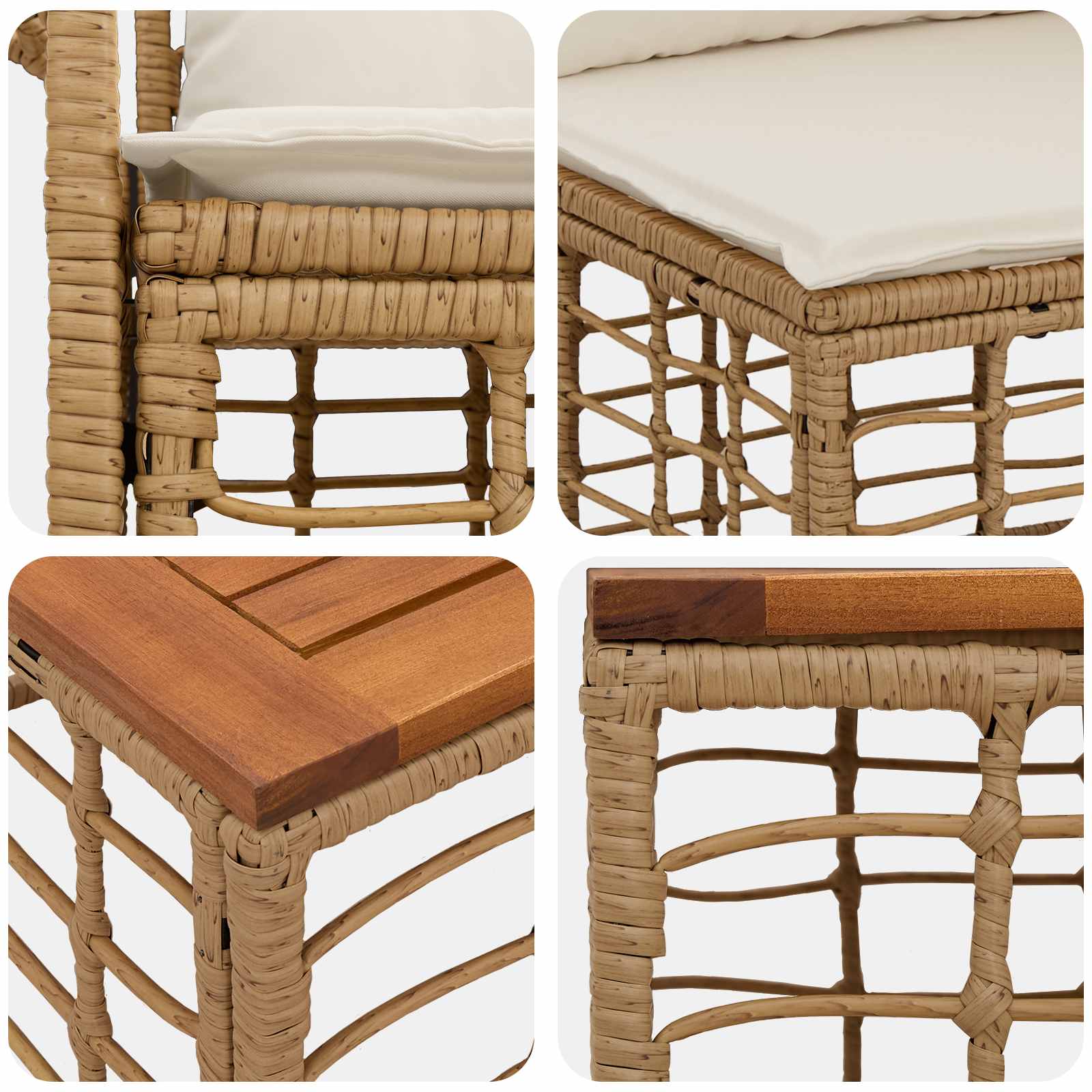 vidaXL Outdoor-Sofagarnitur 9 pcs Natürlich und Cremweiß Poly-Rattan