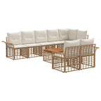 vidaXL Outdoor-Sofagarnitur 9 pcs Natürlich und Cremweiß Poly-Rattan