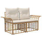 vidaXL Outdoor-Sofagarnitur 9 pcs Natürlich und Cremweiß Poly-Rattan
