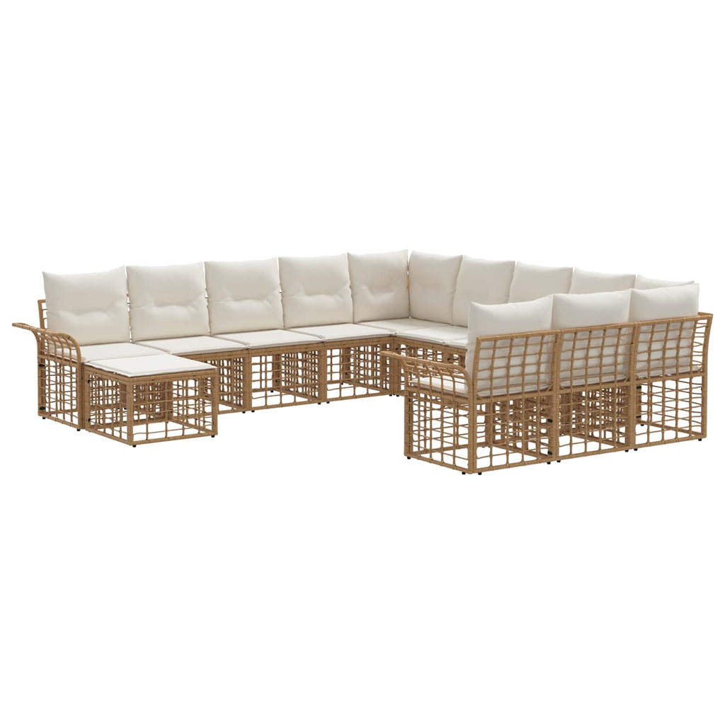 vidaXL Gartensofa-set 12 pcs Natürlich und Cremweiß Poly-Rattan