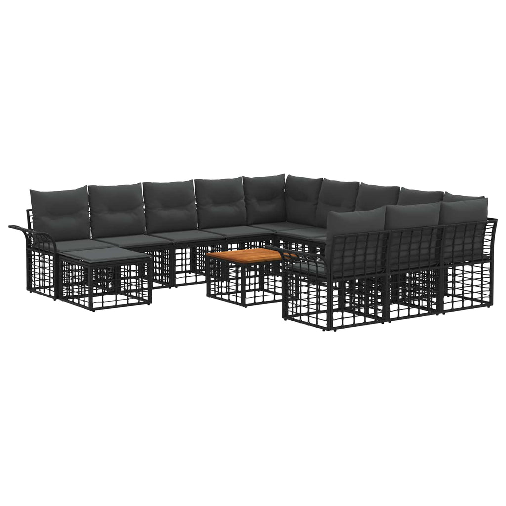 vidaXL Gartensofa-set 13-tlg. Schwarz und Dunkelgrau Poly Rattan