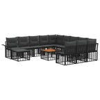 vidaXL Gartensofa-set 13-tlg. Schwarz und Dunkelgrau Poly Rattan