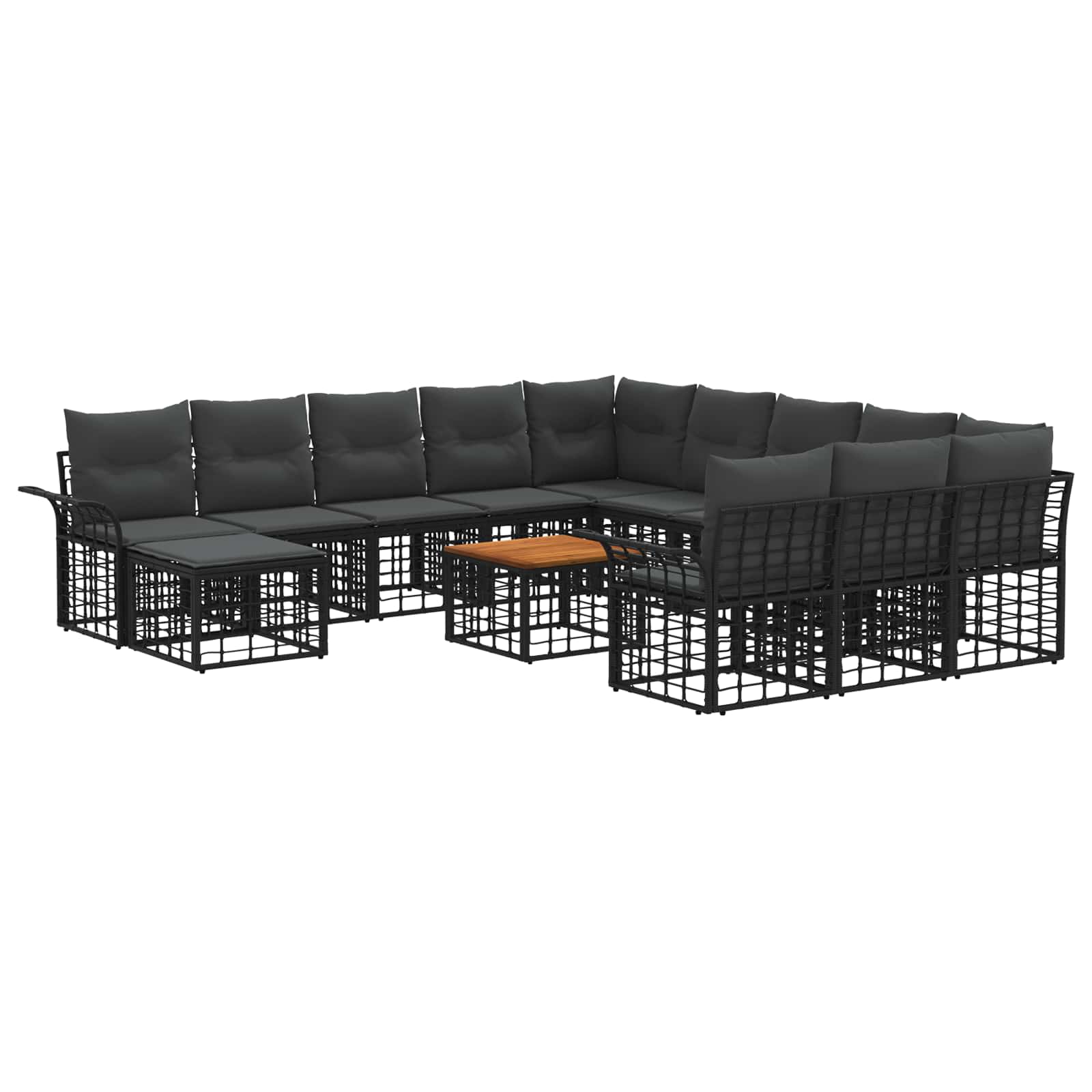 vidaXL Gartensofa-set 13-tlg. Schwarz und Dunkelgrau Poly Rattan