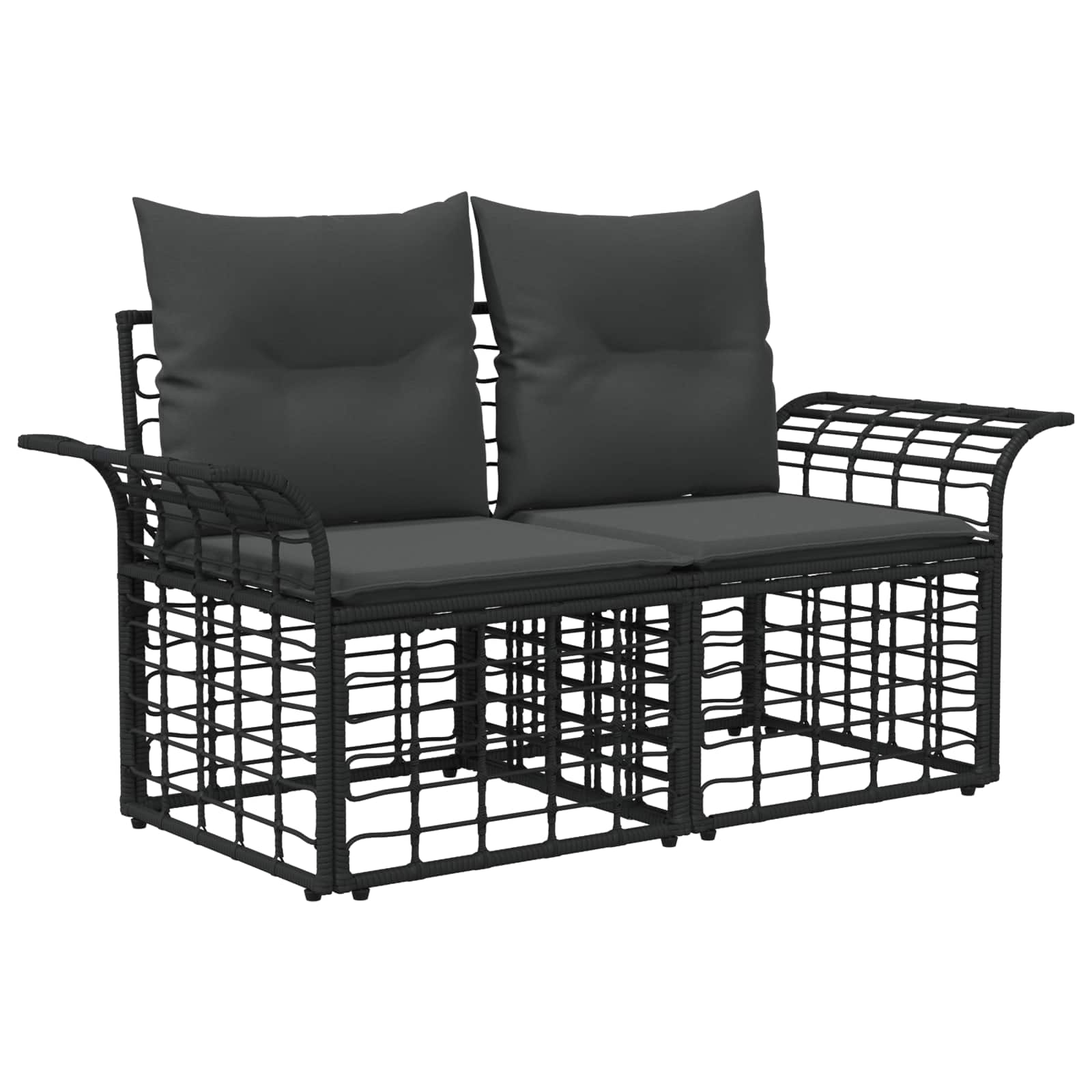 vidaXL Gartensofa-set 13-tlg. Schwarz und Dunkelgrau Poly Rattan