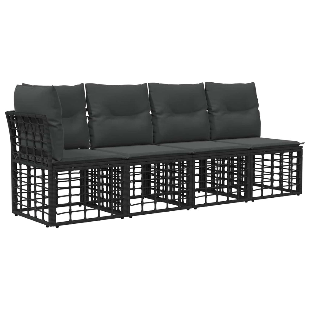 vidaXL Gartensofa-set 13-tlg. Schwarz und Dunkelgrau Poly Rattan