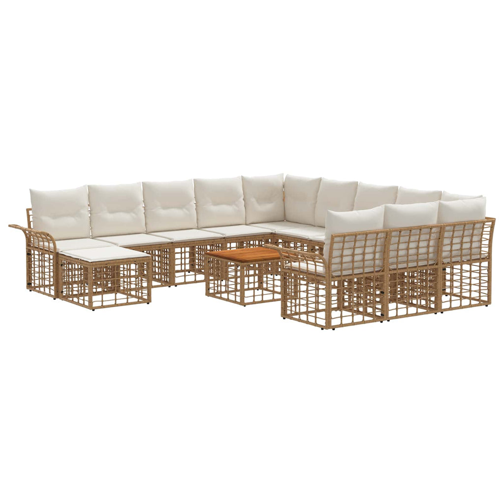 vidaXL Gartensofa-set 13 pcs Natürlich und Cremweiß Poly-Rattan