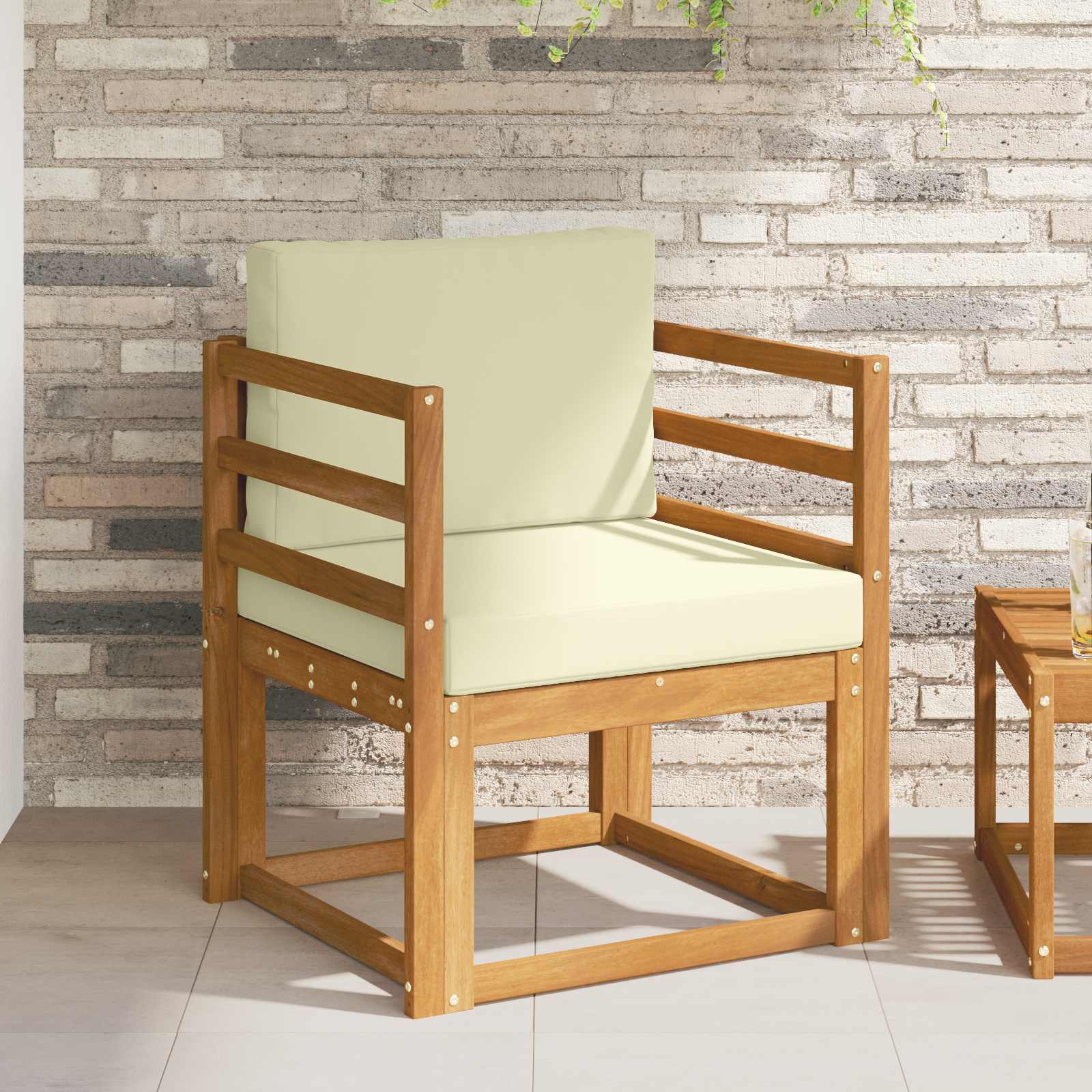 vidaXL Outdoor-Sofa Massives Akazienholz und Polyester Natur