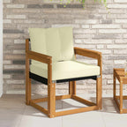 vidaXL Outdoor-Sofa Massives Akazienholz und Textilene Natur und Creme