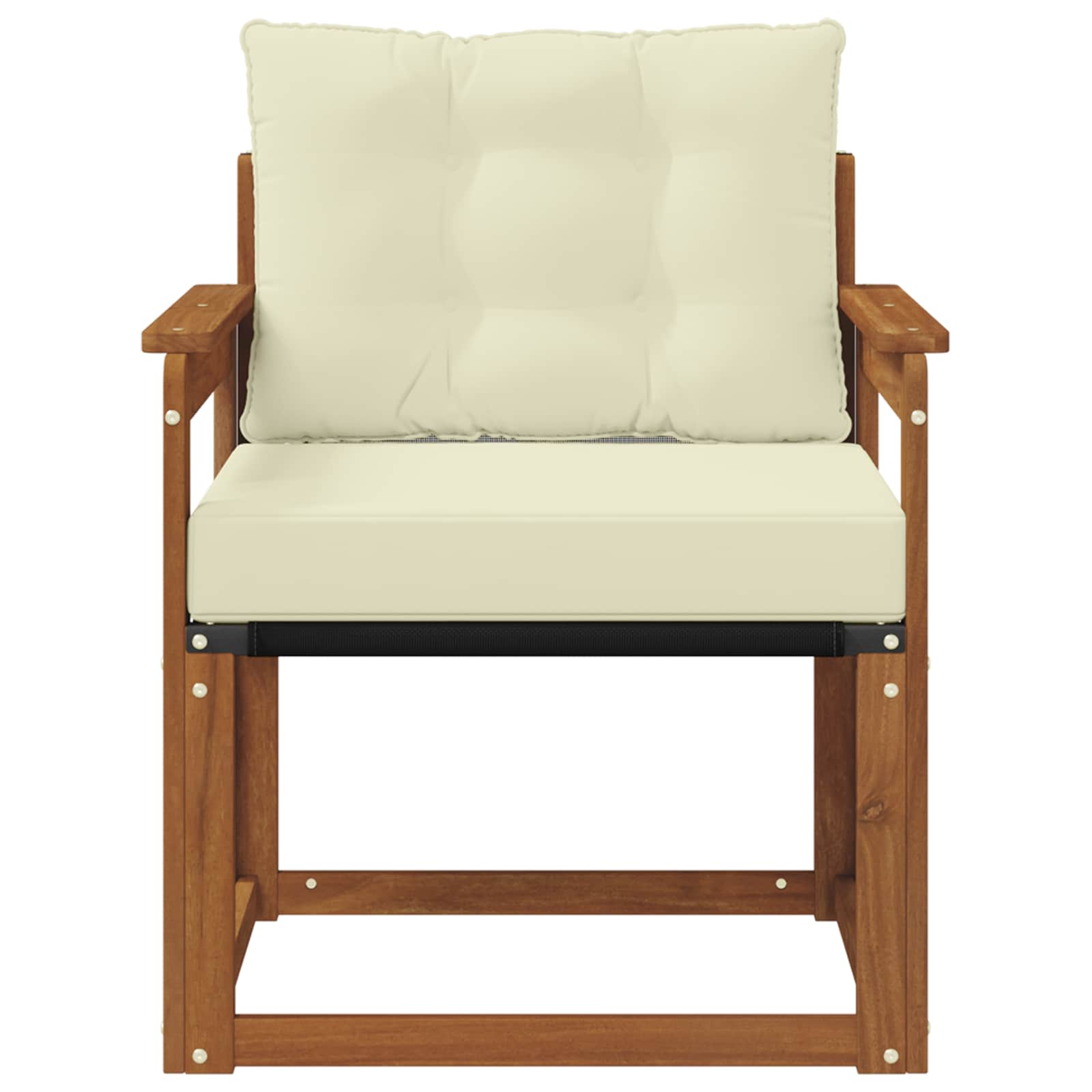 vidaXL Outdoor-Sofa Massives Akazienholz und Textilene Natur und Creme