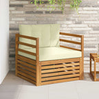 vidaXL Outdoor-Sofa Massives Akazienholz und Polyester Natur und Creme