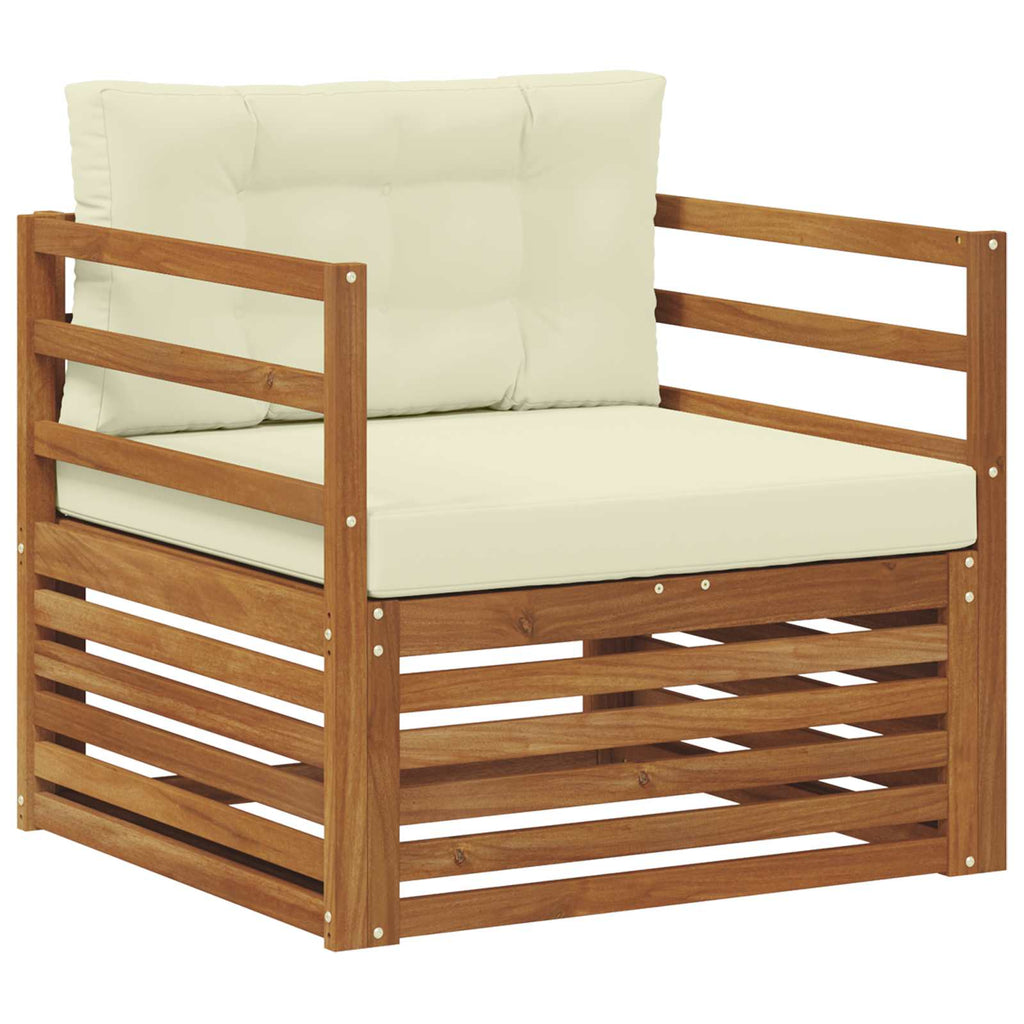 vidaXL Outdoor-Sofa Massives Akazienholz und Polyester Natur und Creme