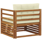 vidaXL Outdoor-Sofa Massives Akazienholz und Polyester Natur und Creme
