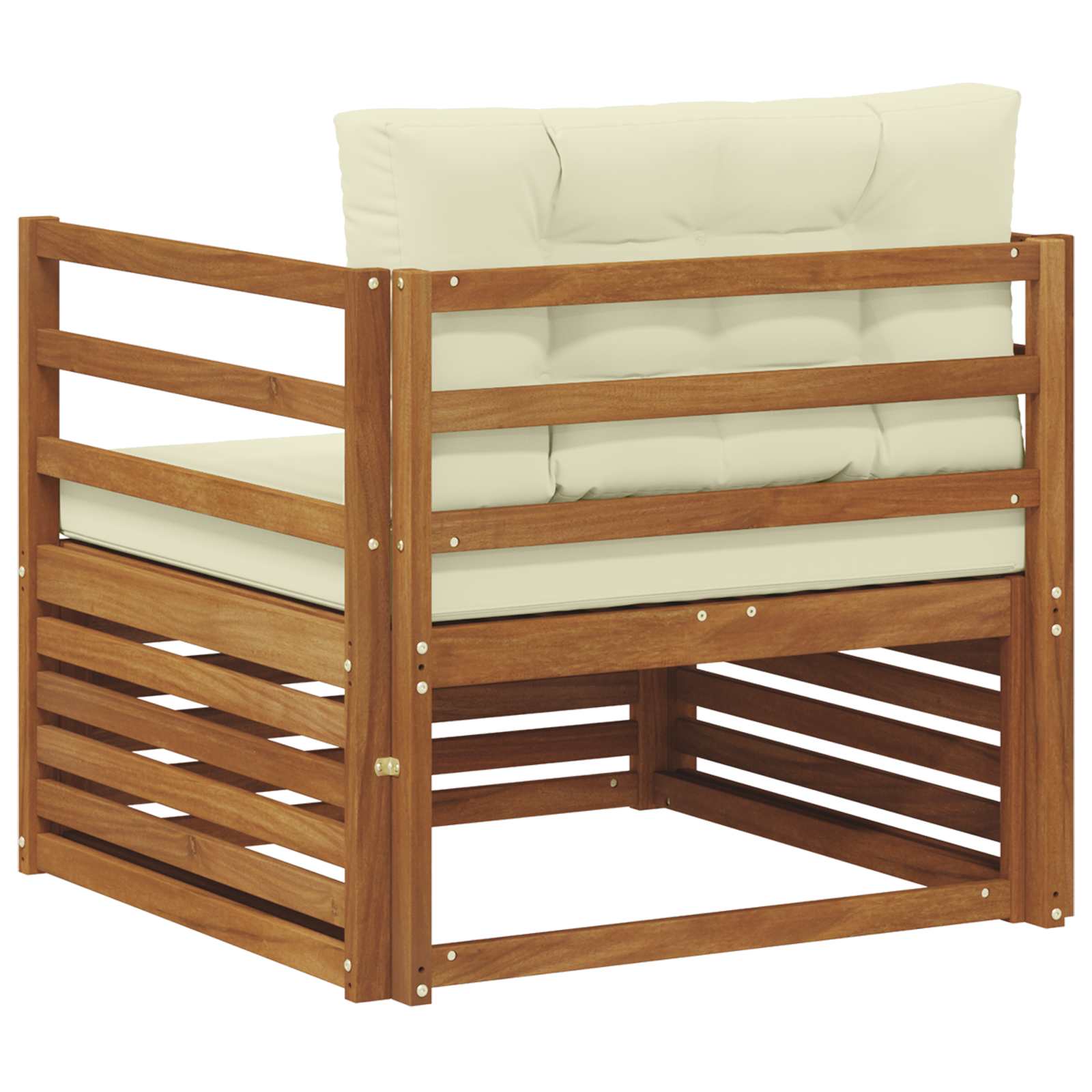 vidaXL Outdoor-Sofa Massives Akazienholz und Polyester Natur und Creme