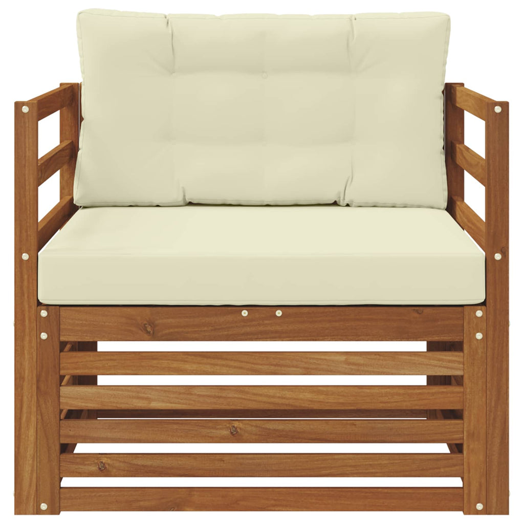 vidaXL Outdoor-Sofa Massives Akazienholz und Polyester Natur und Creme