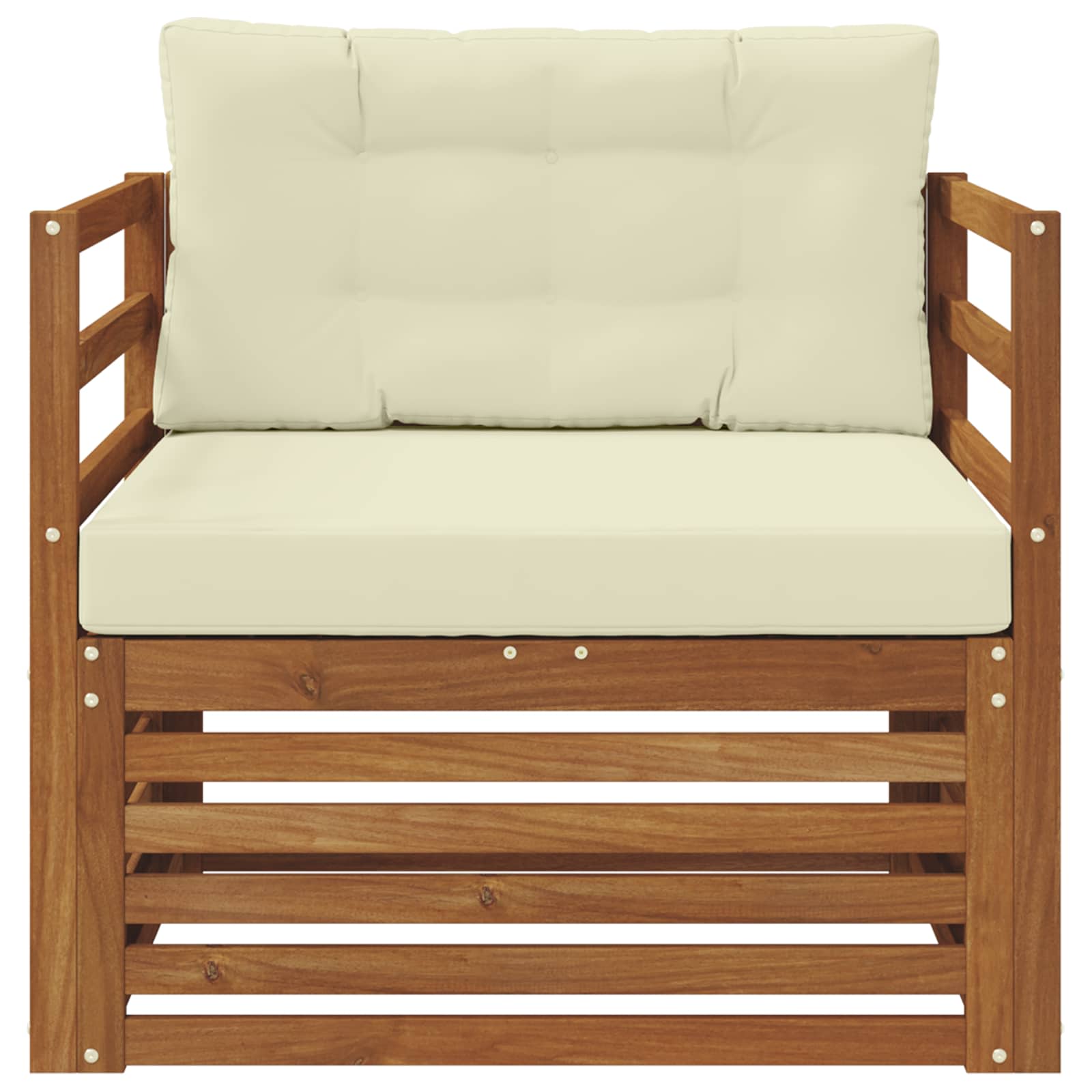 vidaXL Outdoor-Sofa Massives Akazienholz und Polyester Natur und Creme