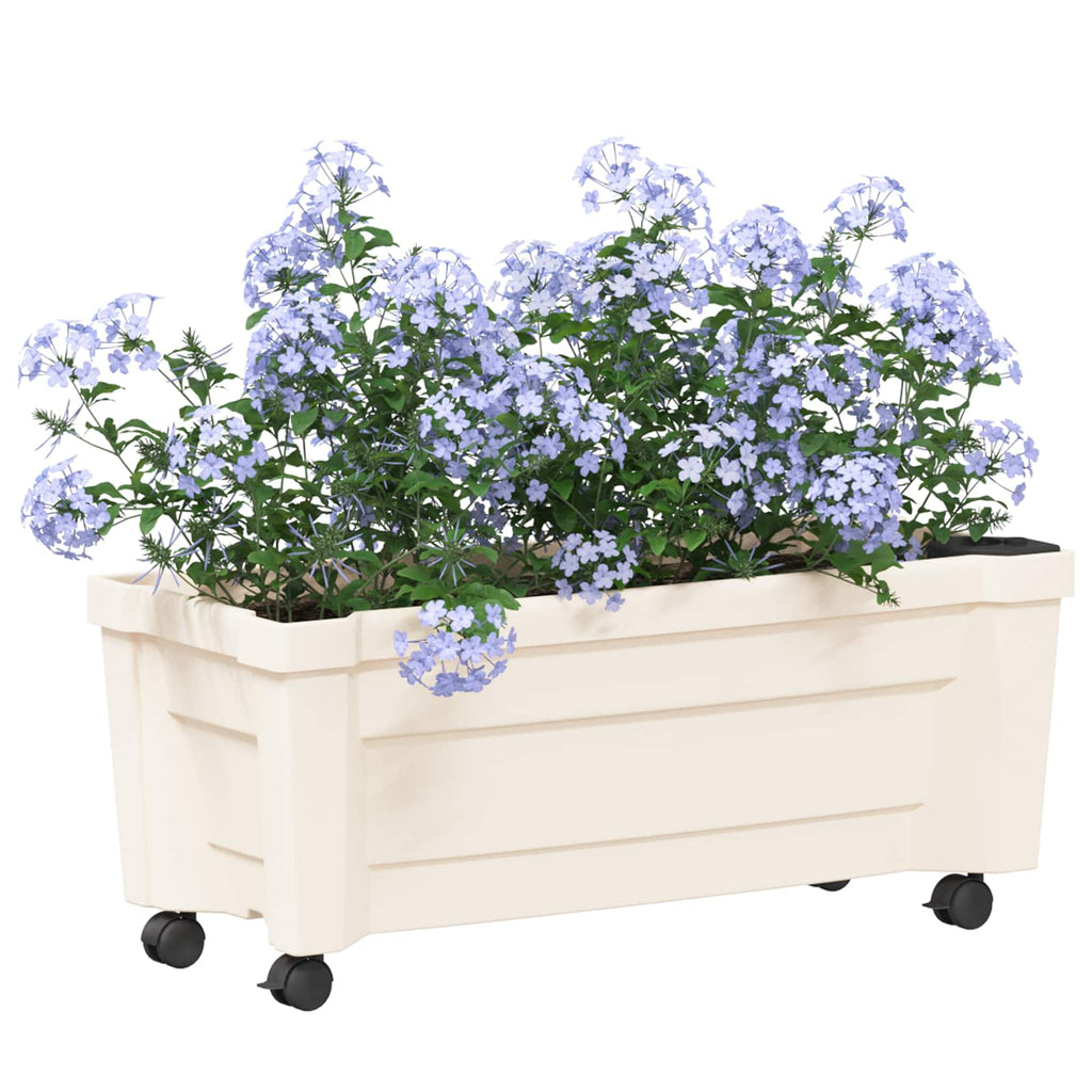 vidaXL Calypso Blumentopf mit Rädern Weiß 79 x 35 x 33 cm PP