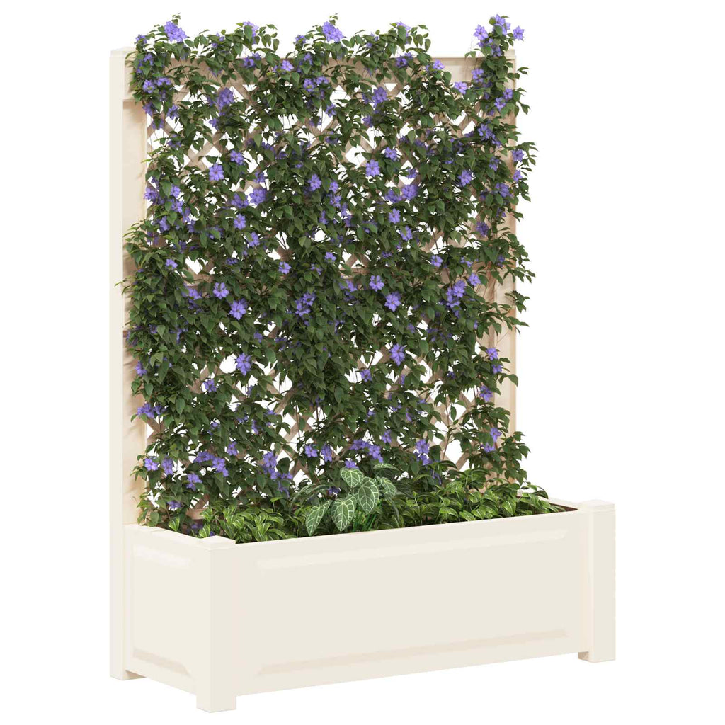 vidaXL Großer Pflanzer mit Rankgitter Weiß 99,5 x 43 x 133,5 cm PP