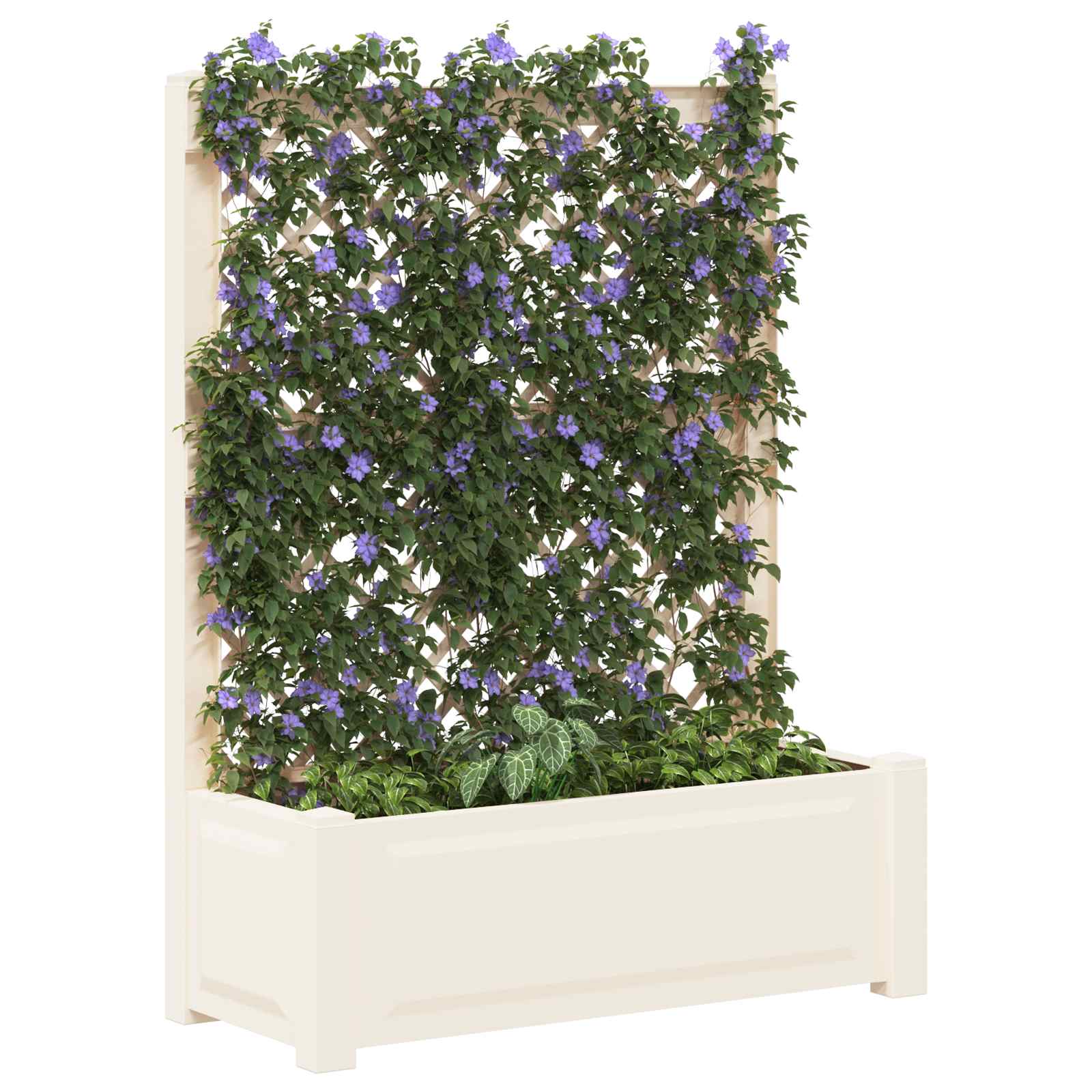 vidaXL Großer Pflanzer mit Rankgitter Weiß 99,5 x 43 x 133,5 cm PP