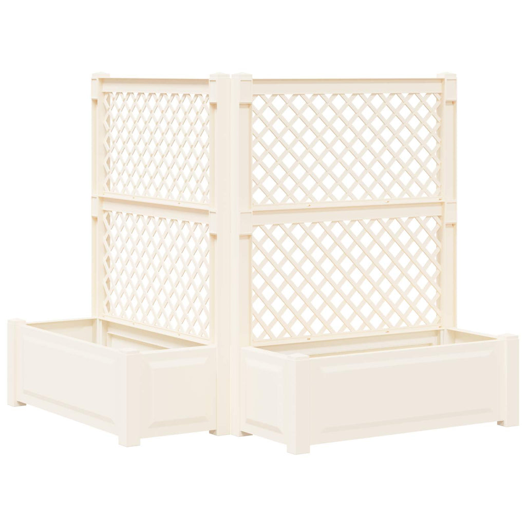 vidaXL Großer Pflanzer mit Rankgitter 2 pcs Weiß 143 x 143 x 133,5 cm