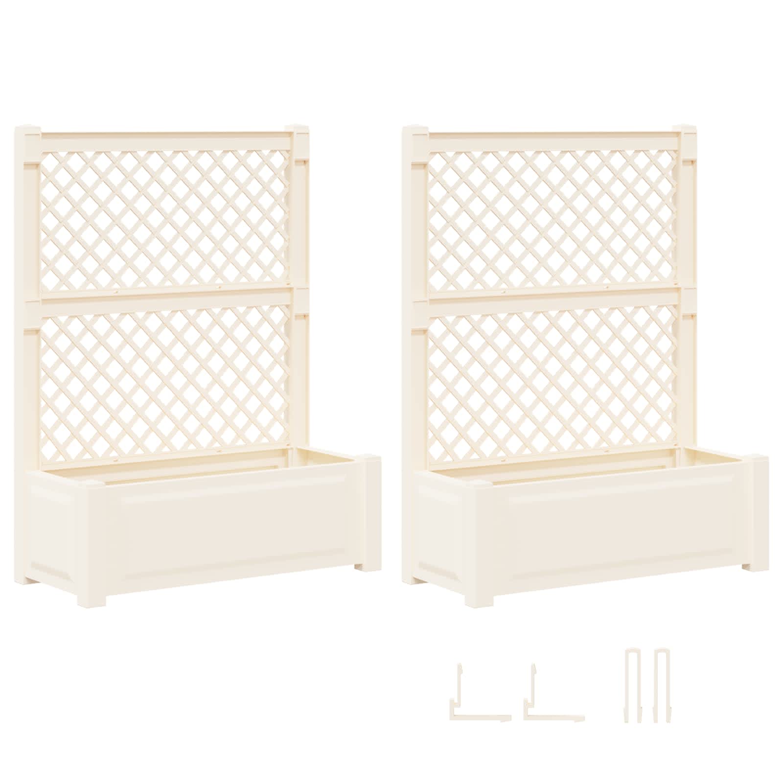 vidaXL Großer Pflanzer mit Rankgitter 2 pcs Weiß 143 x 143 x 133,5 cm