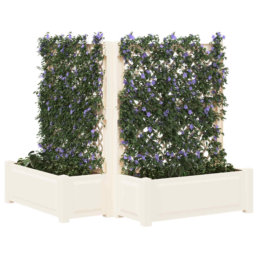 vidaXL Großer Pflanzer mit Rankgitter 2 pcs Weiß 143 x 143 x 133,5 cm