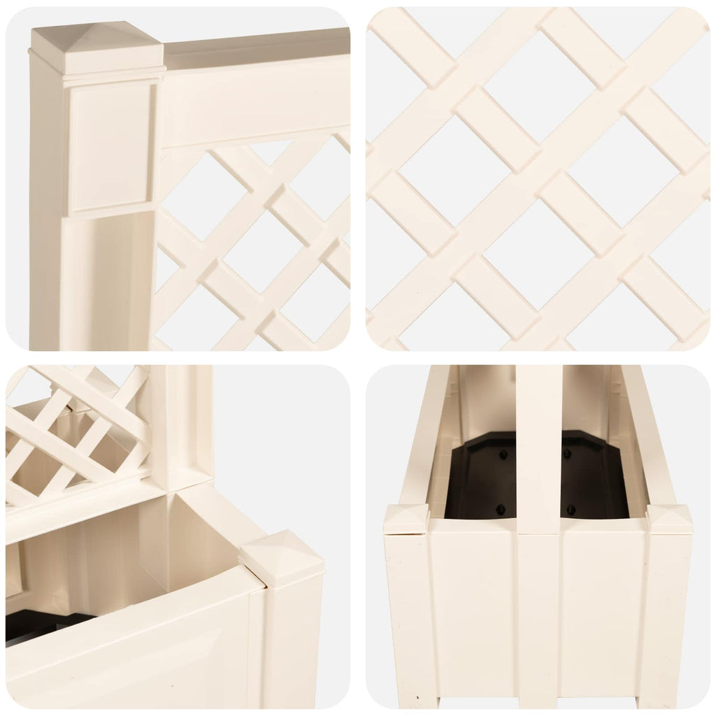 vidaXL Großer Pflanzer mit Spalier Weiß 99,5 x 43 x 133,5 PP