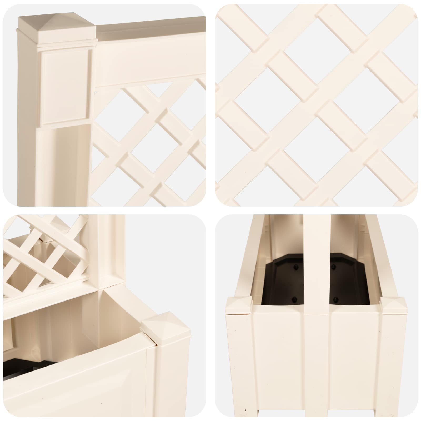 vidaXL Großer Pflanzer mit Spalier Weiß 99,5 x 43 x 133,5 PP