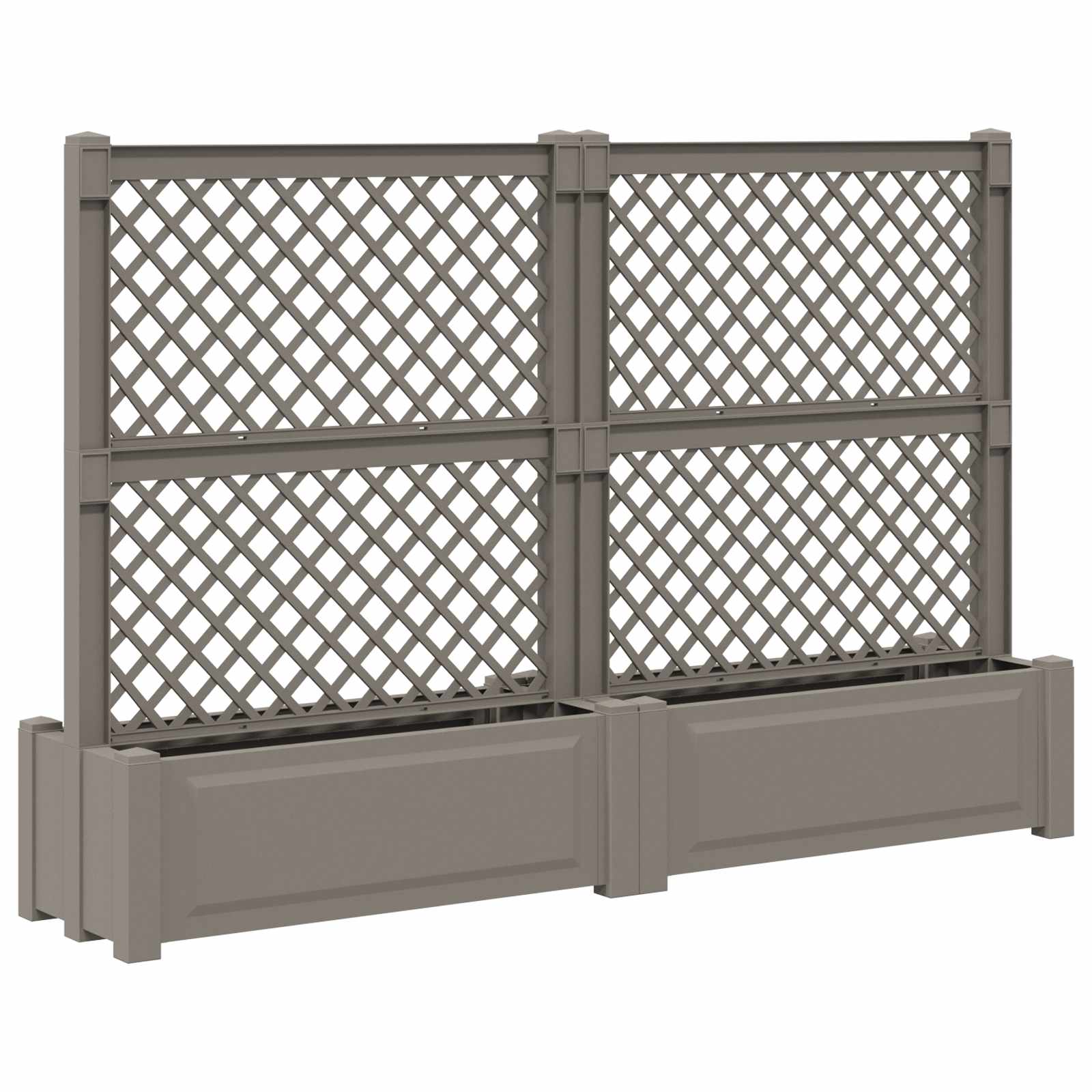 vidaXL Großer Pflanzer mit Spalier 2 pcs Grau 200 x 43 x 133,5 cm PP