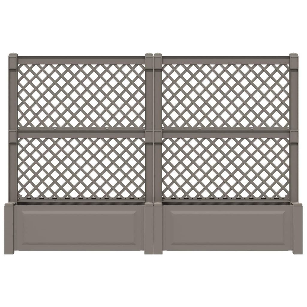vidaXL Großer Pflanzer mit Spalier 2 pcs Grau 200 x 43 x 133,5 cm PP