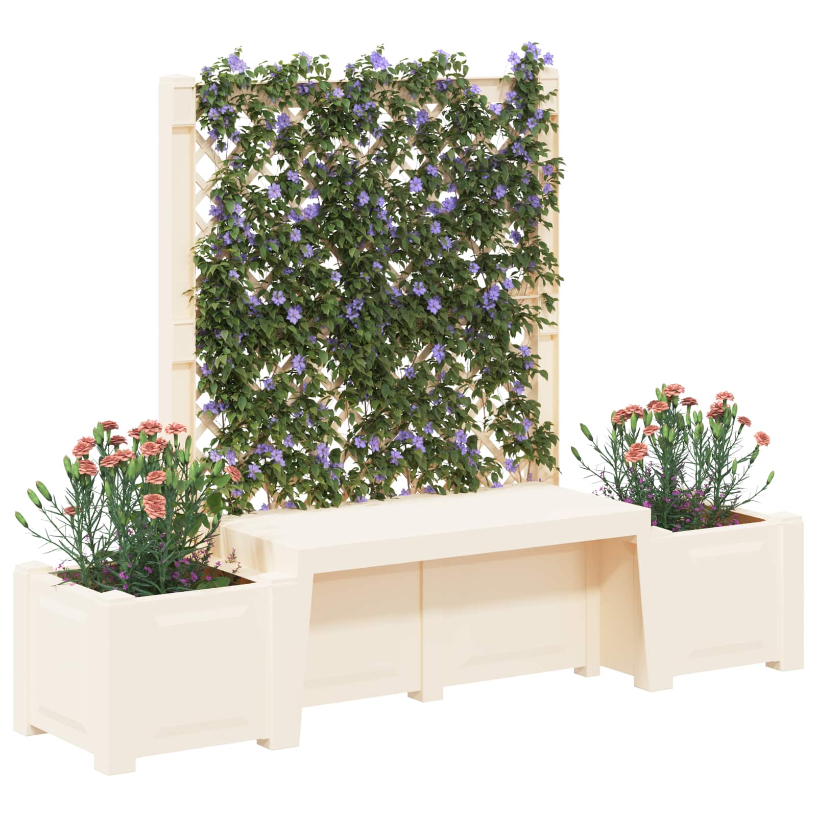 vidaXL Gartenbank Kopenhagen Weiß 173 x 49 x 135,5 cm PP