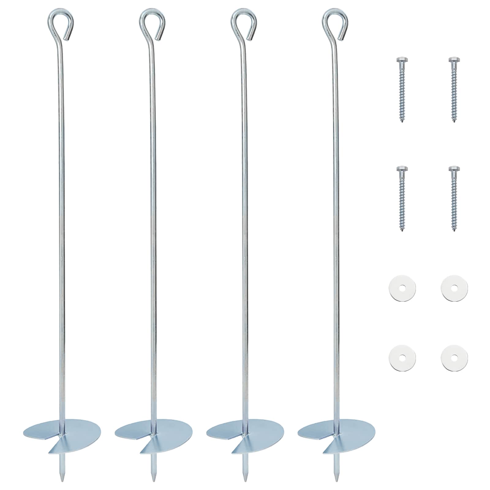 vidaXL Erdanker 4 pcs Silber Ø10 x 60 cm Galvanisiertes Metall