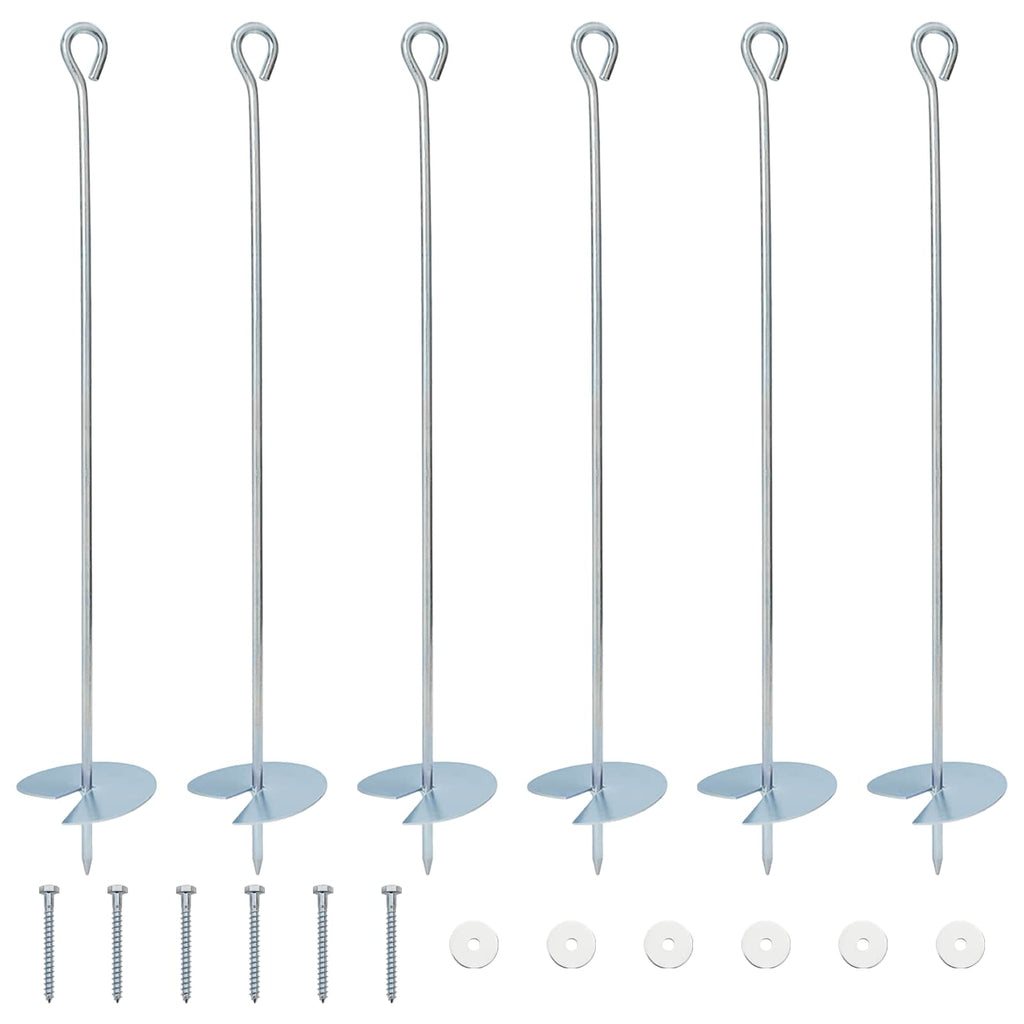 vidaXL Erdanker 6 pcs Silber Ø10 x 60 cm Galvanisiertes Metall