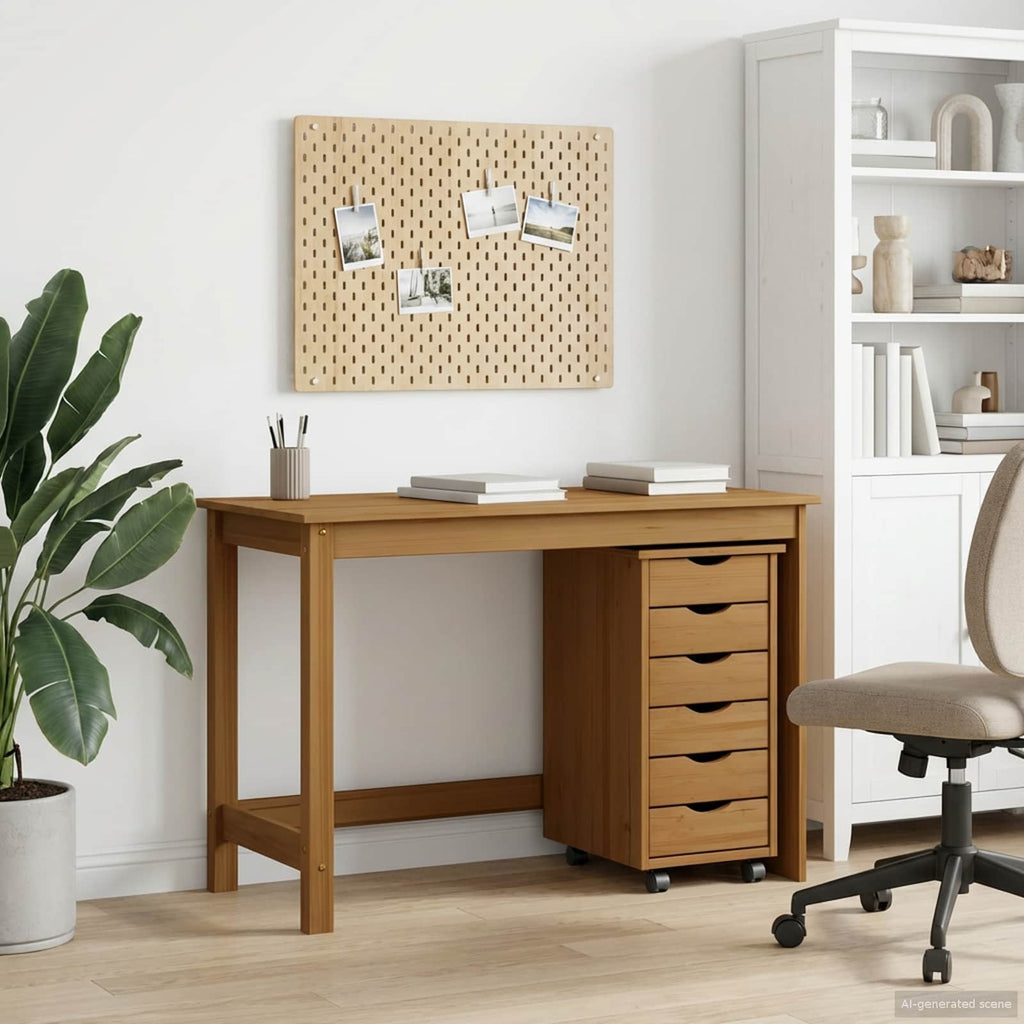 vidaXL Desk und Rolling Cabinet Set MOSS 2 pcs Honigbraun