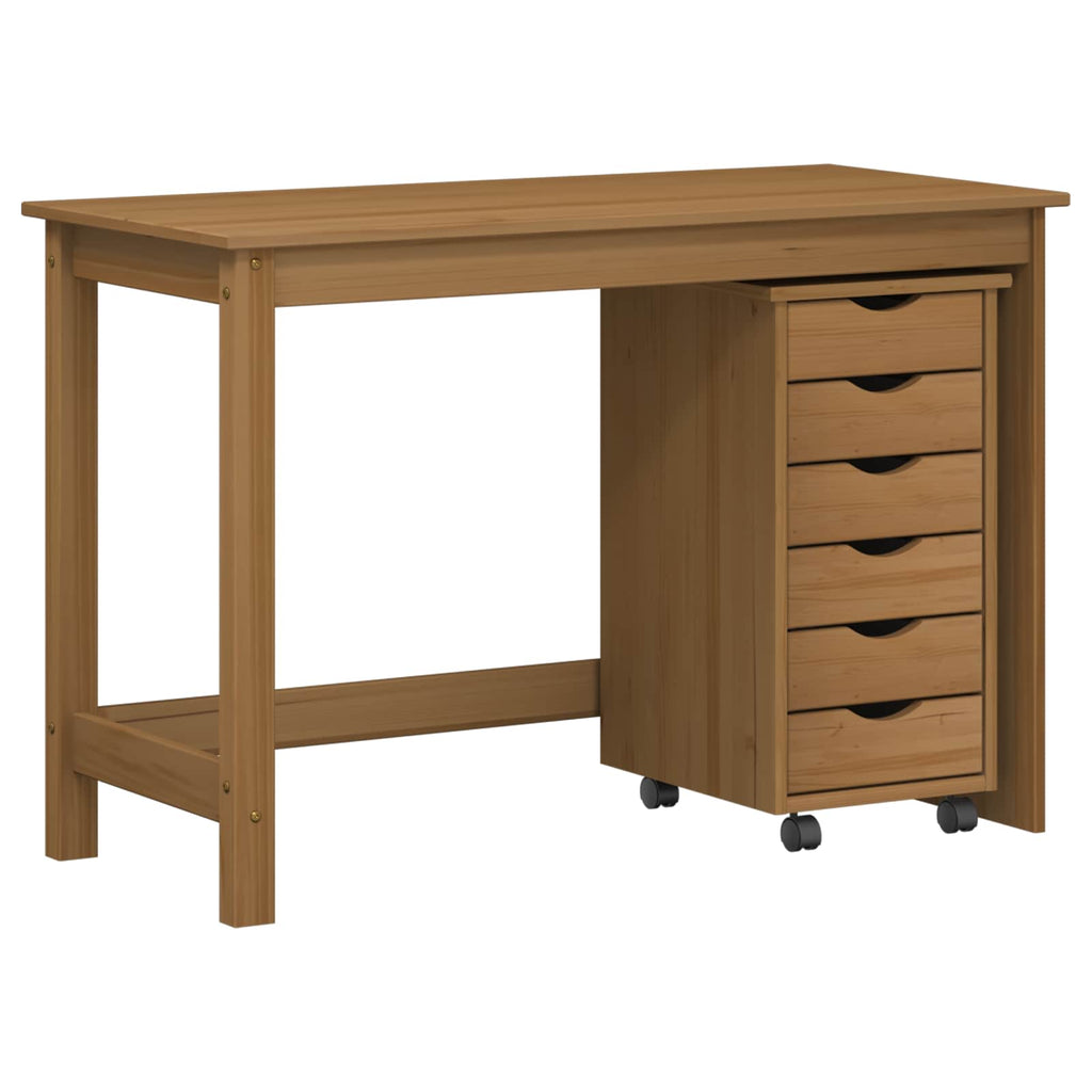vidaXL Desk und Rolling Cabinet Set MOSS 2 pcs Honigbraun