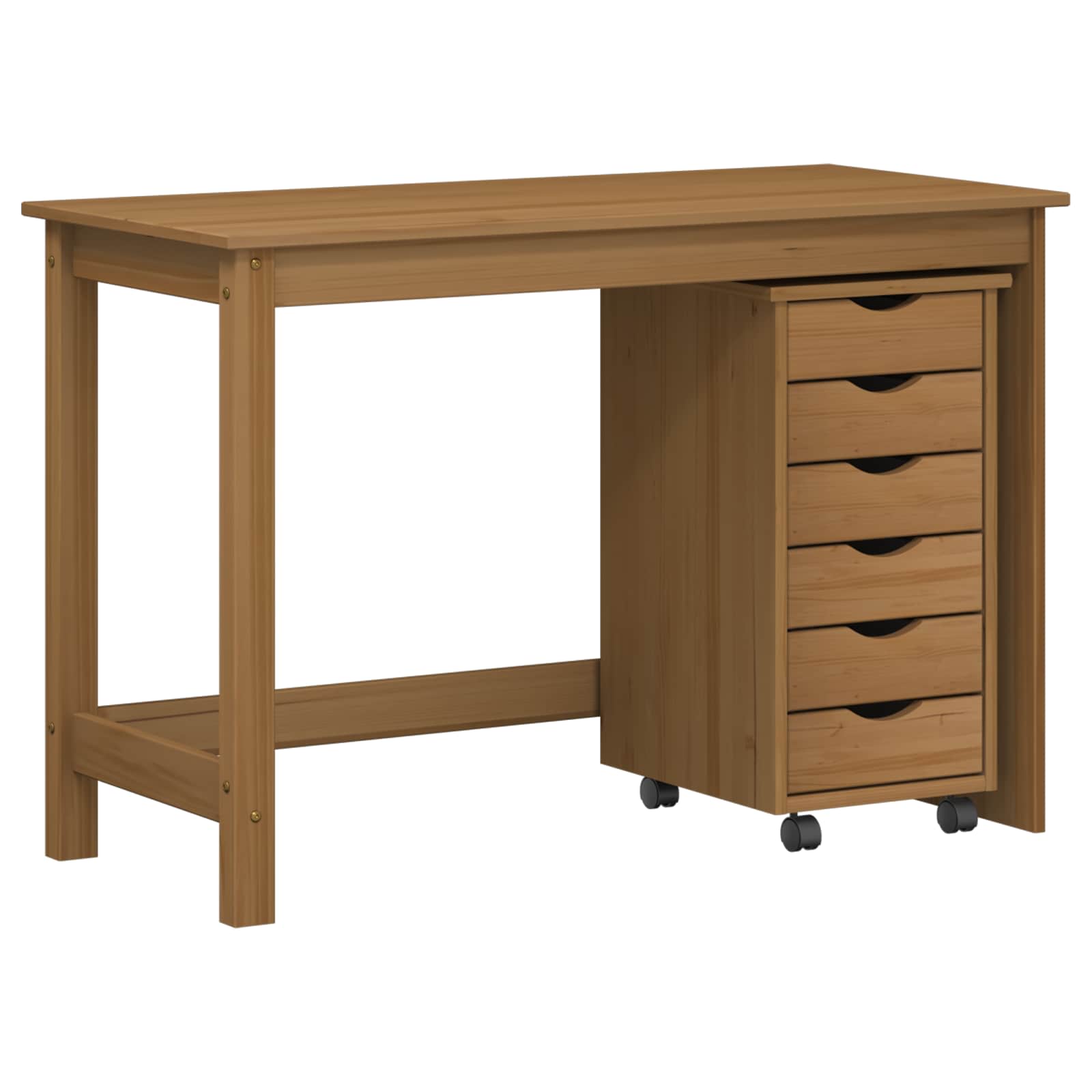 vidaXL Desk und Rolling Cabinet Set MOSS 2 pcs Honigbraun