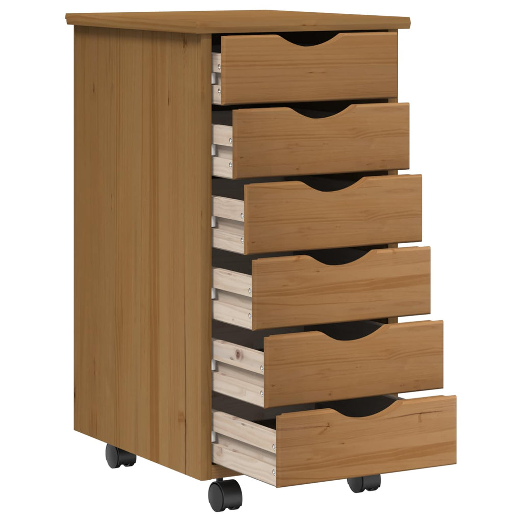 vidaXL Desk und Rolling Cabinet Set MOSS 2 pcs Honigbraun