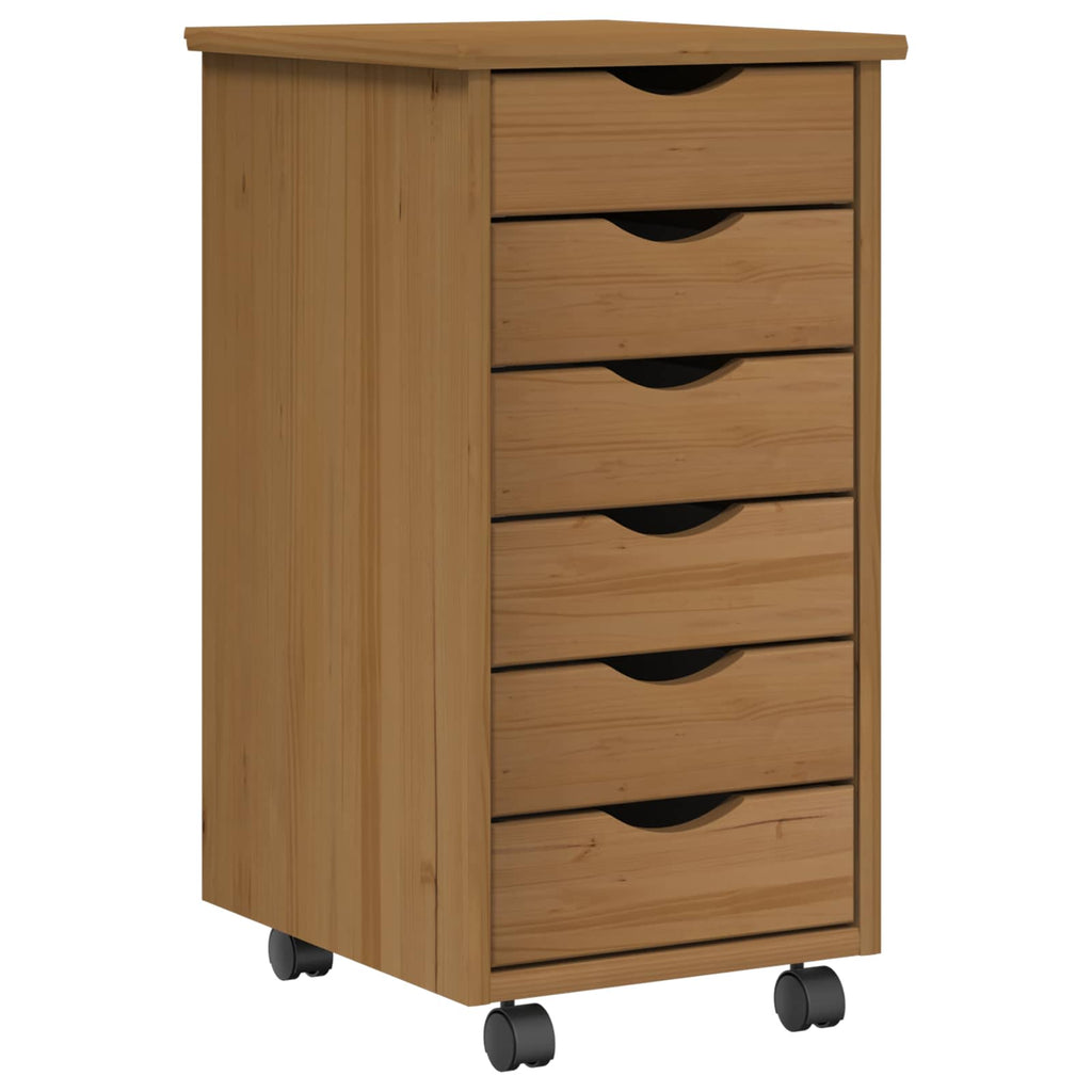 vidaXL Desk und Rolling Cabinet Set MOSS 2 pcs Honigbraun