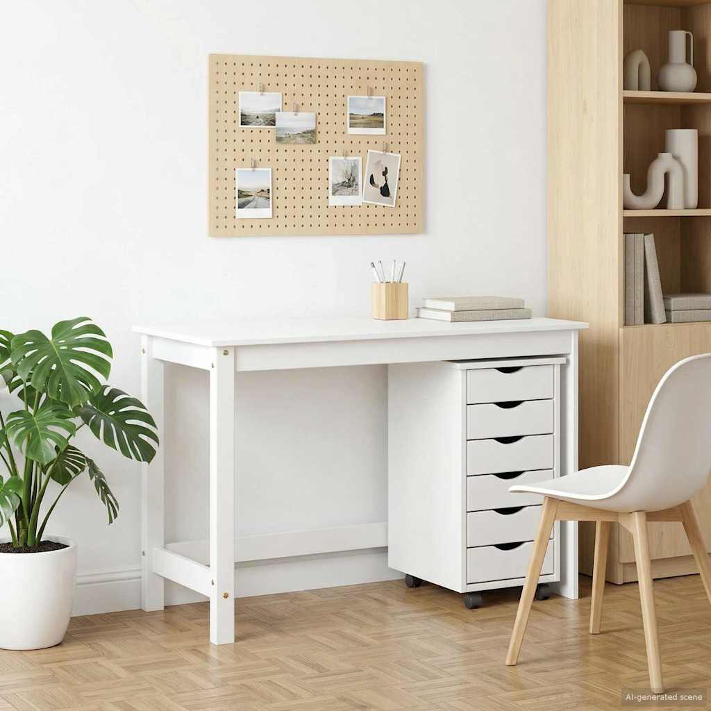 vidaXL Desk und Rolling Cabinet Set MOSS 2 pcs Weiß