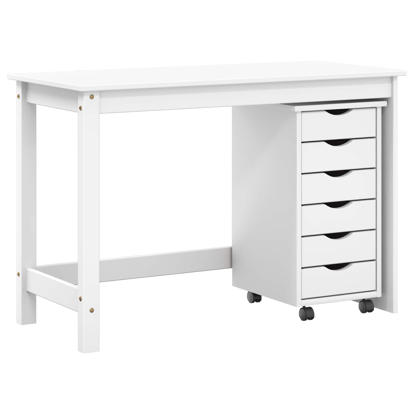 vidaXL Desk und Rolling Cabinet Set MOSS 2 pcs Weiß