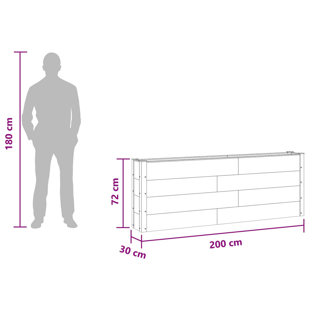 vidaXL Hochbeet Braun 200 x 30 x 72 cm WPC und Aluminium