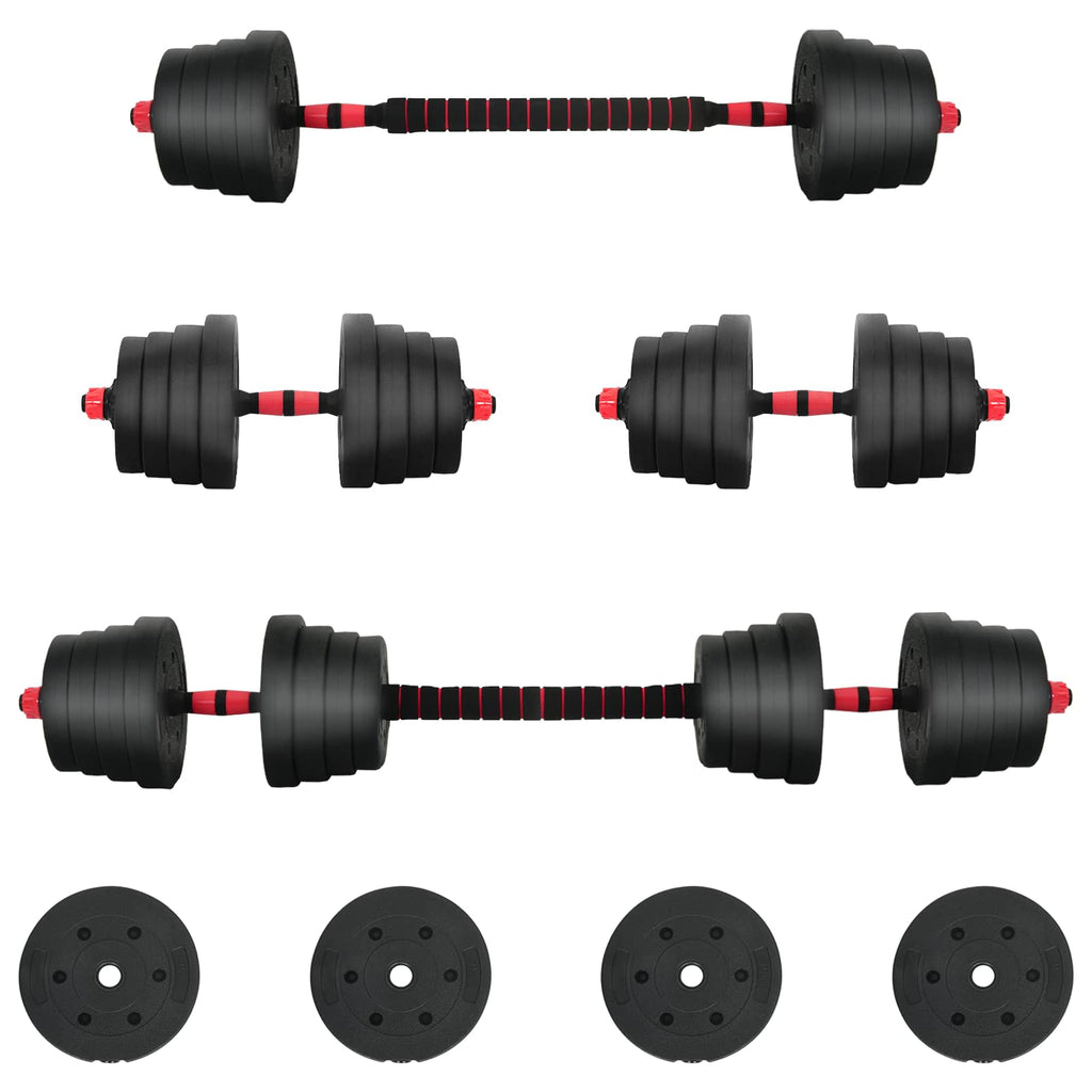 vidaXL 2-in-1 Hantelset 40kg Schwarz und Rot Zement und Eisensand