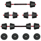 vidaXL 2-in-1 Hantelset 40kg Schwarz und Rot Zement und Eisensand