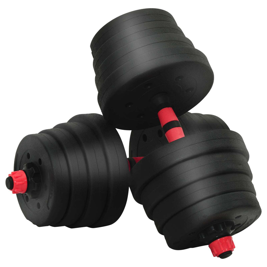 vidaXL 4-in-1 Hantelset 40kg Schwarz und Rot Zement und Eisensand