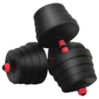 vidaXL 4-in-1 Hantelset 40kg Schwarz und Rot Zement und Eisensand