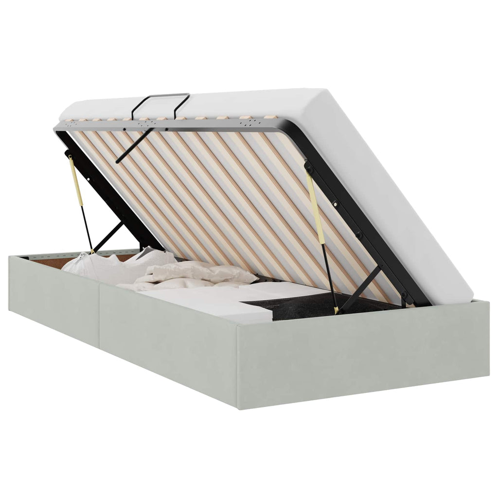vidaXL Ottoman Bettgestell mit Speicher Hellgrau 90 x 190 cm Samt