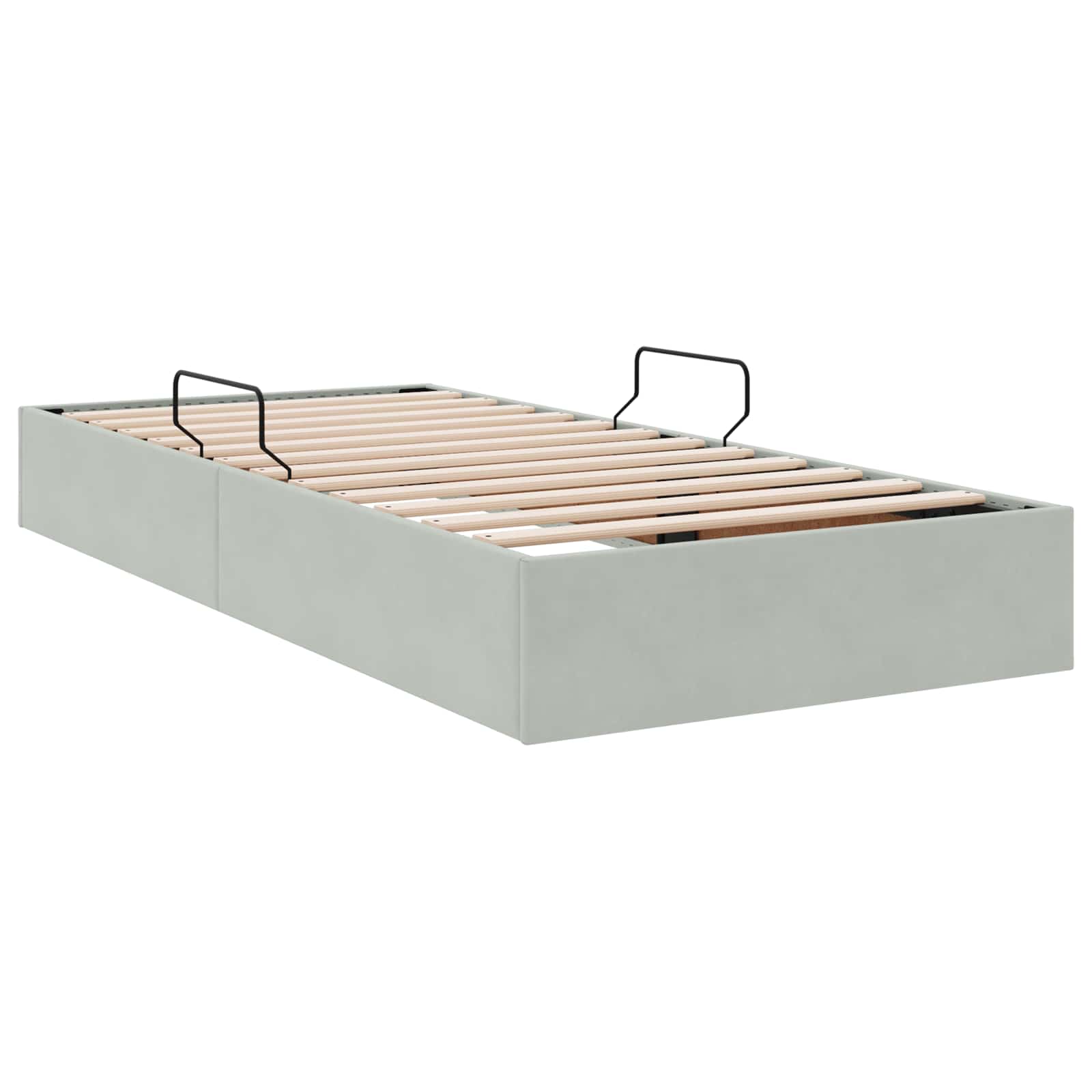 vidaXL Ottoman Bettgestell mit Speicher Hellgrau 90 x 190 cm Samt